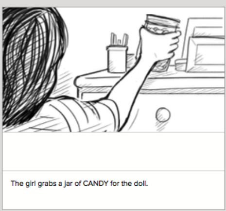 Storyboard: the child reaching for a jar of sweets