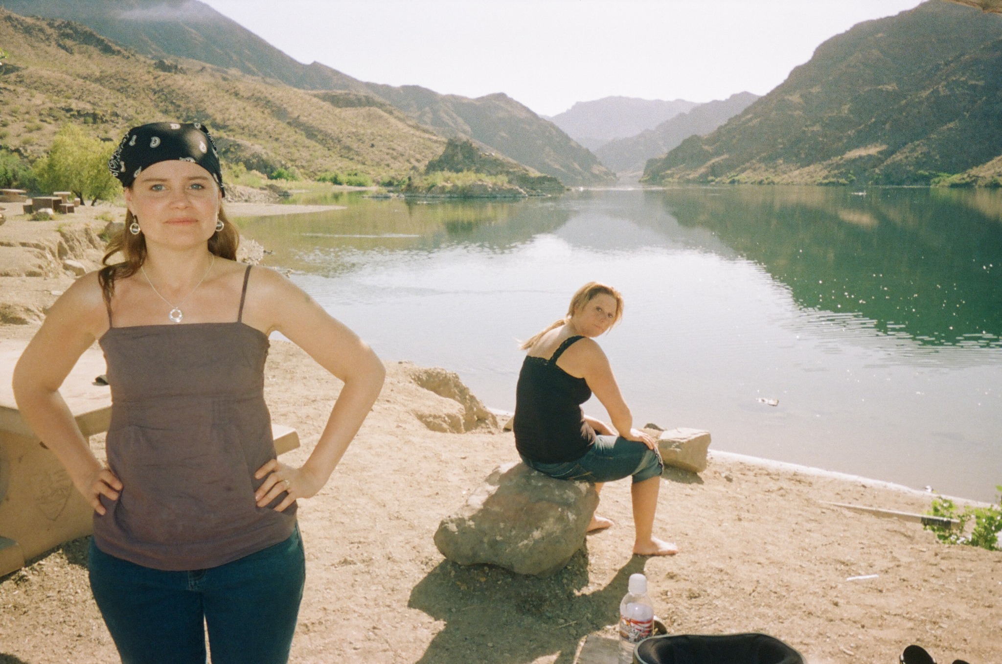 Photograph of two women by the water at Arizona Side Hoover Dam